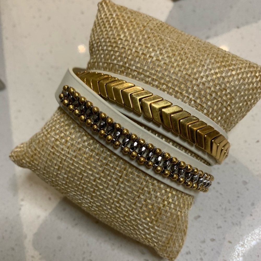 Gold and white wrap bracelet